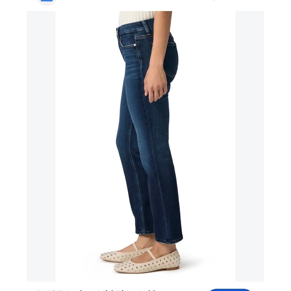 PAIGE Amber Mid Rise Straight Jeans 31 Dark Wash Blue Stretch Old Money y2K